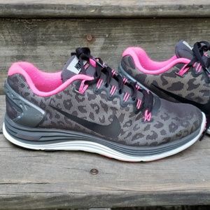Pink and black leopard Nike Lunarglide+5 shield
